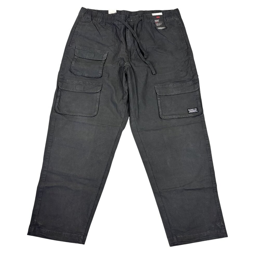 Levis Mens Black Utility Cargo Pants With Drawstring Waist  Size XL